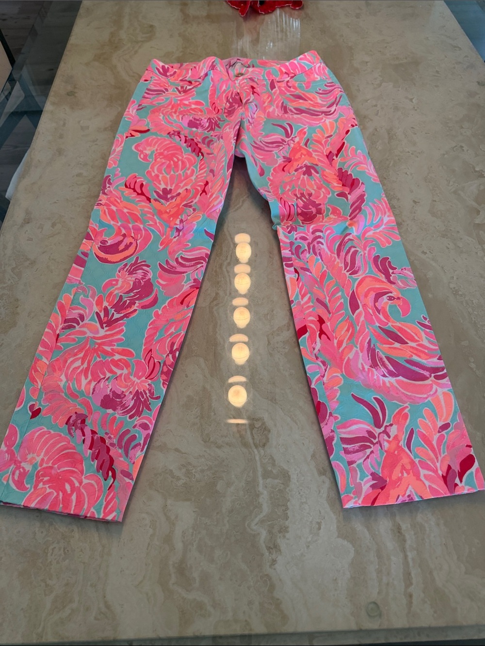 Lilly Pulitzer Pink and Aqua Floral Capris